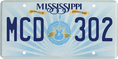 MS license plate MCD302