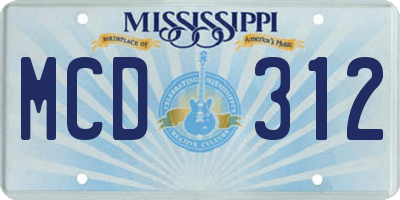 MS license plate MCD312