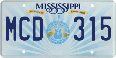 MS license plate MCD315