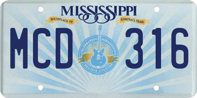 MS license plate MCD316