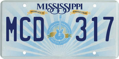MS license plate MCD317