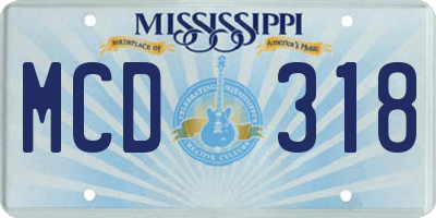 MS license plate MCD318