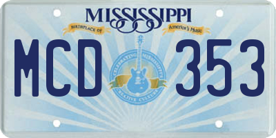 MS license plate MCD353