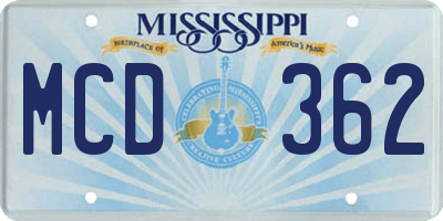 MS license plate MCD362