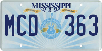 MS license plate MCD363