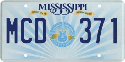MS license plate MCD371