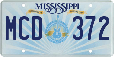 MS license plate MCD372