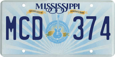 MS license plate MCD374