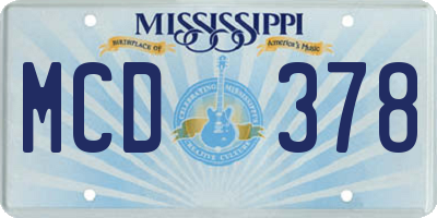 MS license plate MCD378