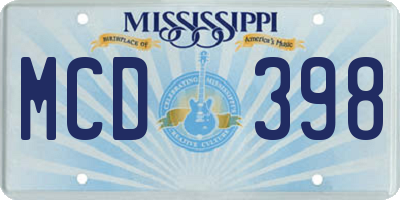 MS license plate MCD398