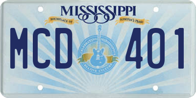 MS license plate MCD401