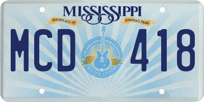 MS license plate MCD418