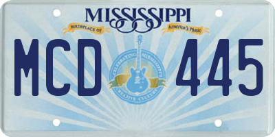 MS license plate MCD445