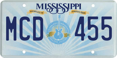 MS license plate MCD455