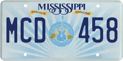 MS license plate MCD458