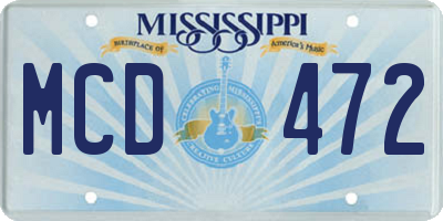 MS license plate MCD472