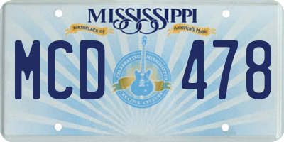 MS license plate MCD478