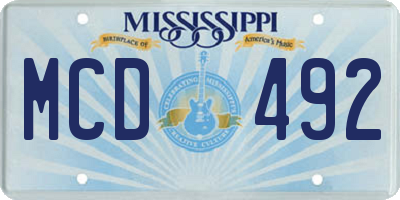 MS license plate MCD492