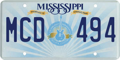 MS license plate MCD494