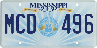 MS license plate MCD496