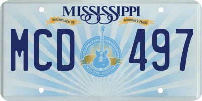 MS license plate MCD497