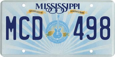 MS license plate MCD498