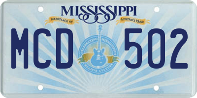 MS license plate MCD502