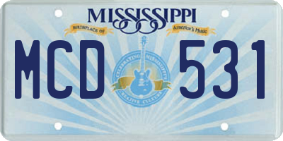 MS license plate MCD531