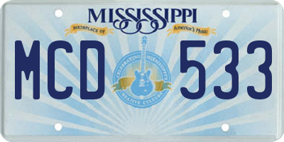MS license plate MCD533