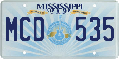 MS license plate MCD535