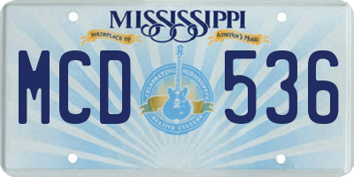 MS license plate MCD536