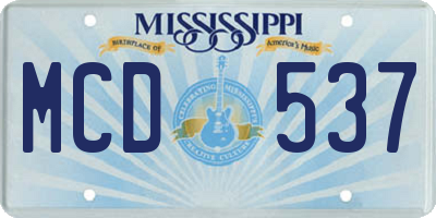 MS license plate MCD537