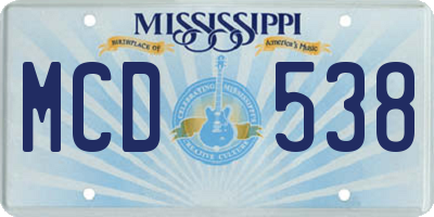 MS license plate MCD538