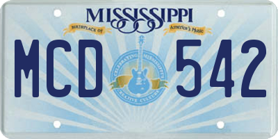 MS license plate MCD542