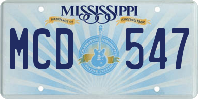 MS license plate MCD547