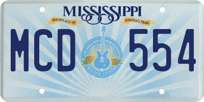 MS license plate MCD554