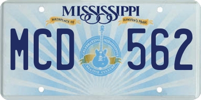 MS license plate MCD562