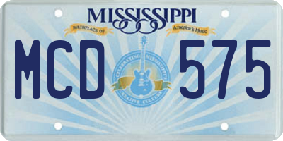 MS license plate MCD575