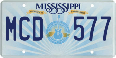 MS license plate MCD577