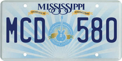 MS license plate MCD580