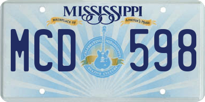 MS license plate MCD598