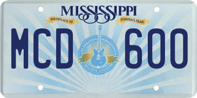 MS license plate MCD600
