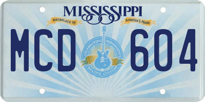 MS license plate MCD604