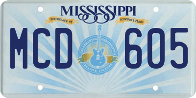 MS license plate MCD605