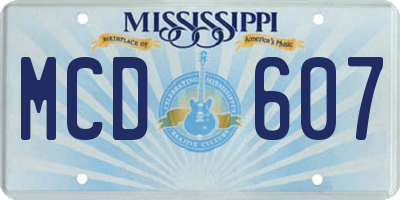 MS license plate MCD607