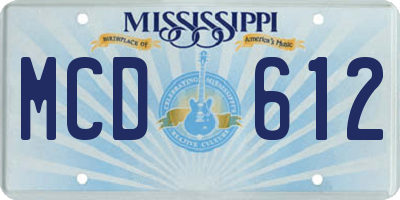 MS license plate MCD612