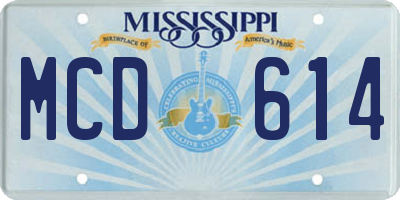 MS license plate MCD614