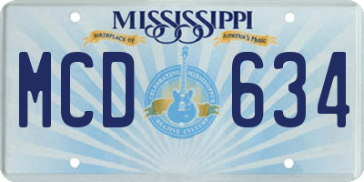 MS license plate MCD634