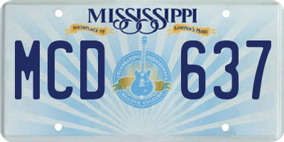 MS license plate MCD637