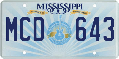 MS license plate MCD643